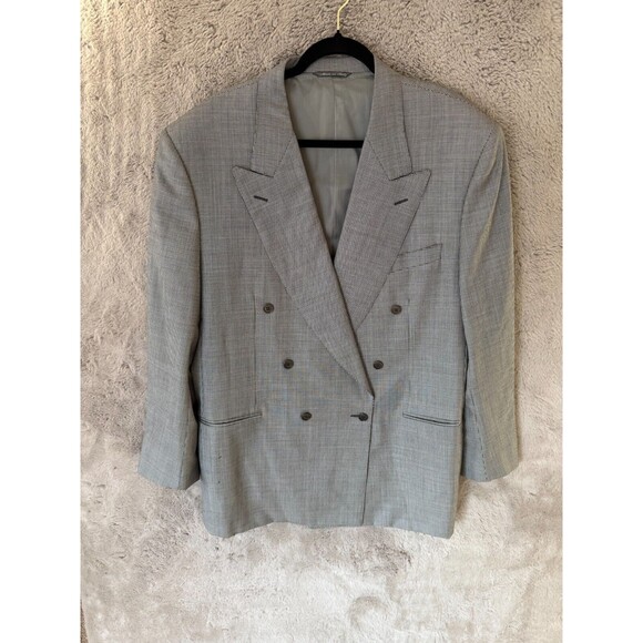 Canali Milano Men Double Breasted Pure Wool Blazer EU 56L Gray Made Italy Preppy - Picture 1 of 11